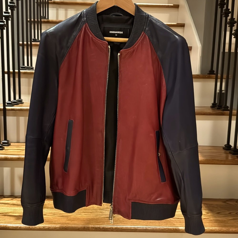 Bomber leather jacket.